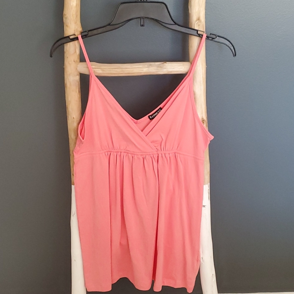 Express spaghetti straps V-neckline crossover styling pleated empire waist Small